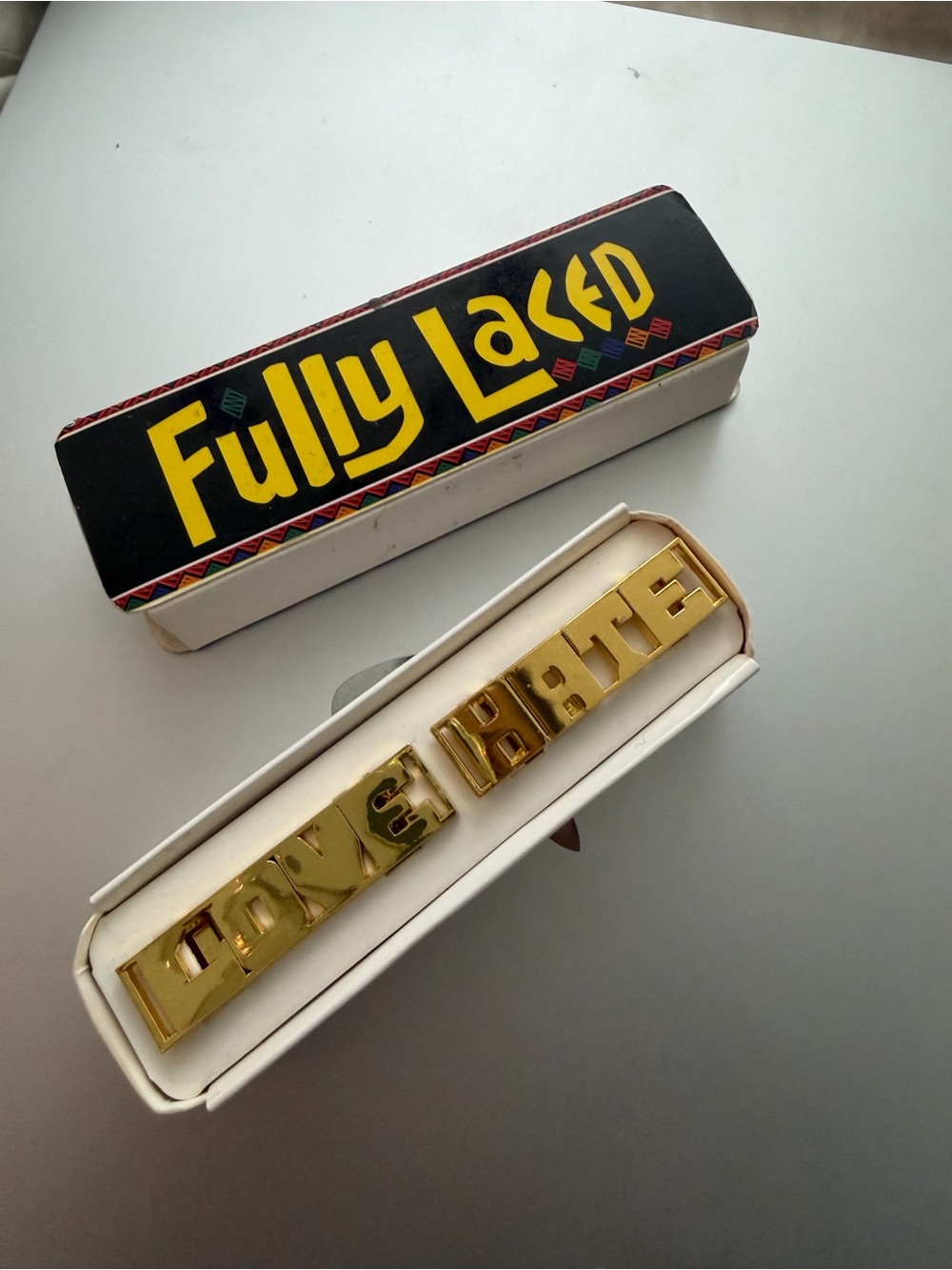 Fully Laced Gold Letter LACE LOCKS - 'LOVE' & 'HATE’